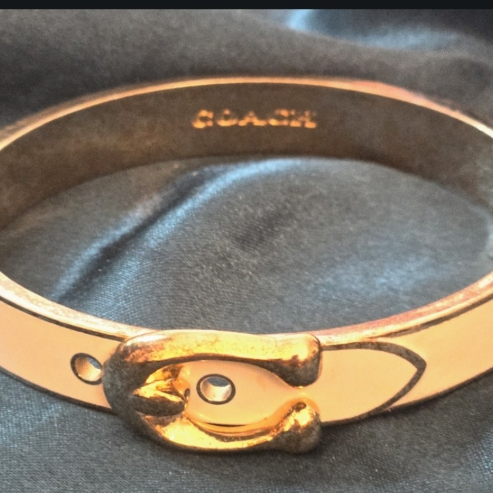 Coach Cream And Gold-Tone Signature Bangle